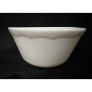 Vintage Hazel Atlas White Mixing Bowl With Scalloped Band Edge - Milk Glass 6"